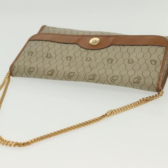 DIOR Honeycomb Canvas Chain Shoulder Bag Pvc Beige Gold - Picture 6 of 12